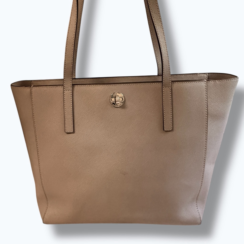 Michael Kors Large Saffiano Leather Laptop Tote Taupe Work Bag - Picture 16 of 16